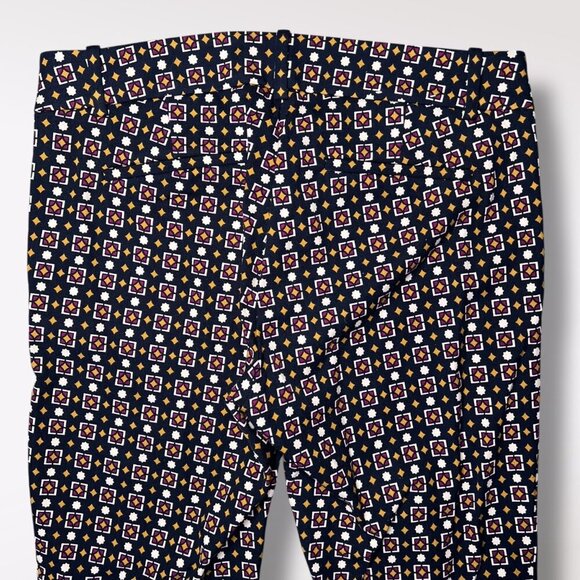 J.Crew Pixie Pants Navy Geometric Print Slim Cropped Ankle Size 6 - Picture 8 of 9